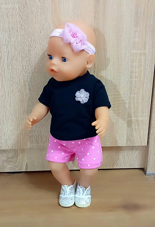 Tričko, kraťasy a čelenka pro baby born 43 cm