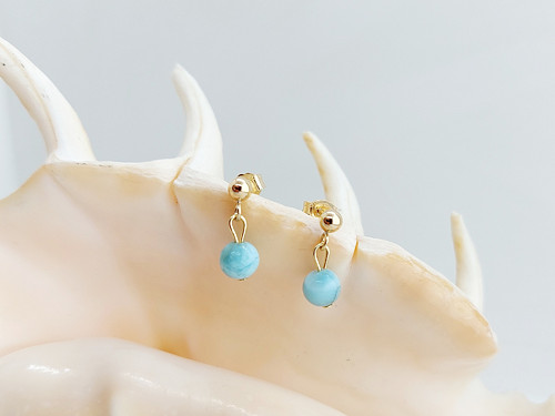 "MIA" náušnice GF 5% zlata 14Kt larimar AAA