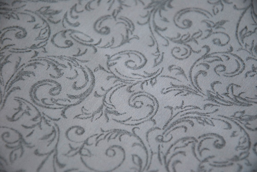 Vánoční bavlna stříbrné ornamenty, bílá
