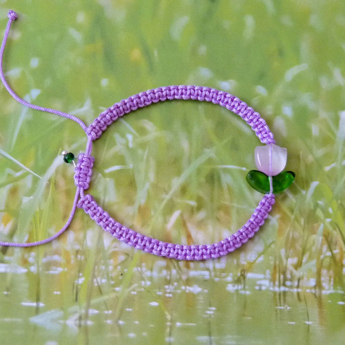 Shamballa náramek s tulipánem - fialový