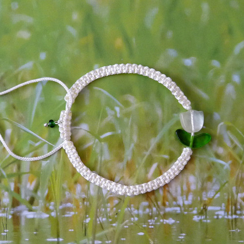 Shamballa náramek s tulipánem - smetanový