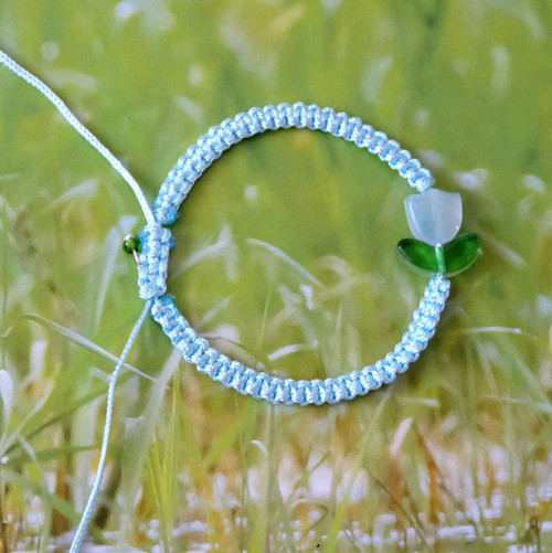 Shamballa náramek s tulipánem - modrý
