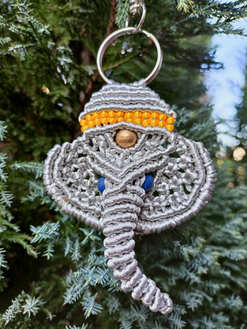 Přívěsek na klíče nebo do auta, Ganesha, stříbrný