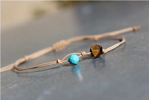 Simple bracelet. Tygří oko / Tyrkys.