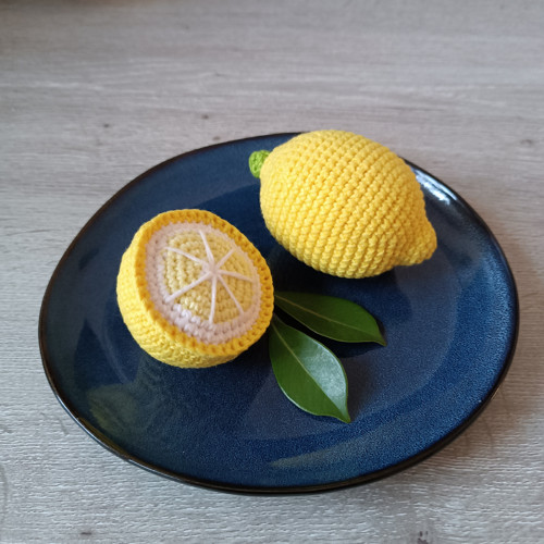 Háčkovaný citron - sada 2 ks