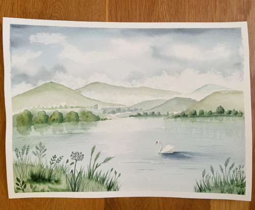 Originál akvarel - Jen tak si plout - 23x31 cm