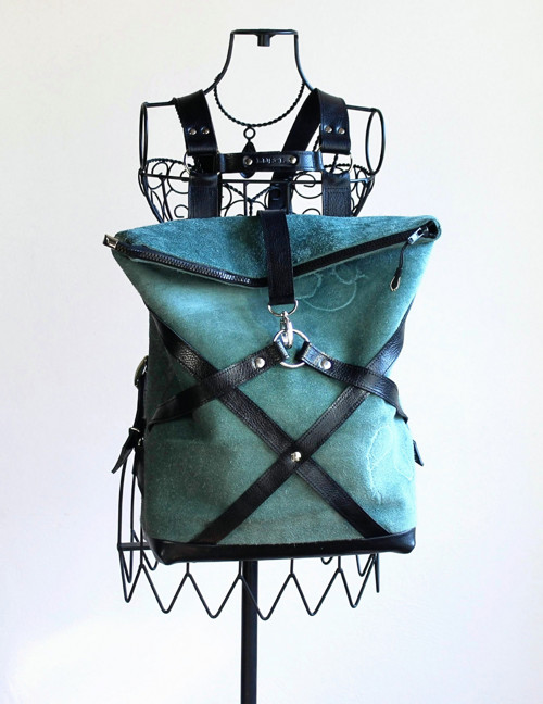 Kožený ruksak Teal&Black