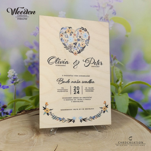 Dřevěné svatební oznámení N19860W