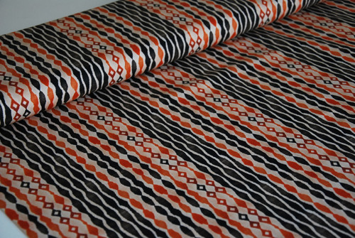 Kanvas indiánský vzor, černá a oranžová