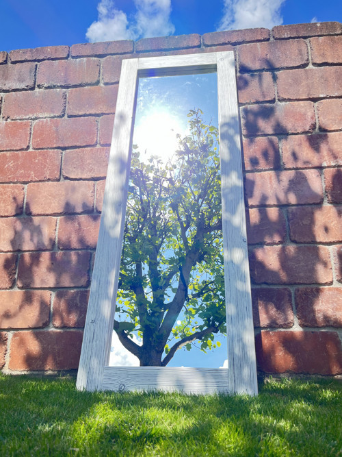 Zrcadlo v dřevěném rámu 70x170 cm - bílohnědé