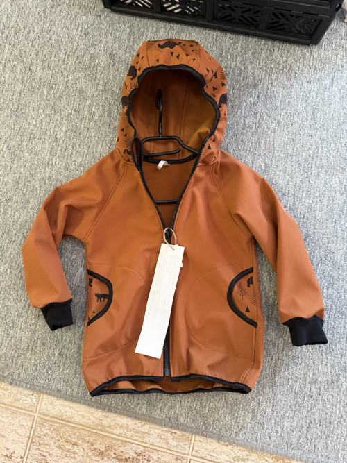 Soft bunda s flískem vel.98/104 - karamel