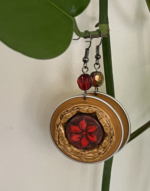 Náušnice Flower Žlutá-Červená (Nes18)