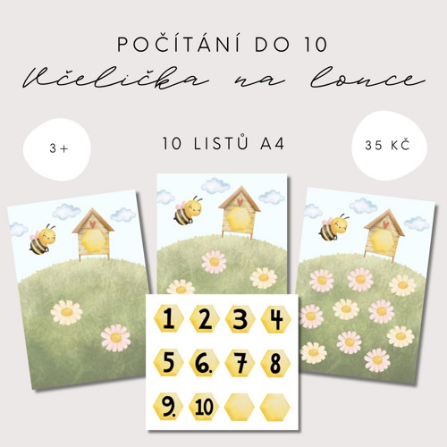 Počítání od 1 do 10 - Včelka na louce (PDF - tisk)