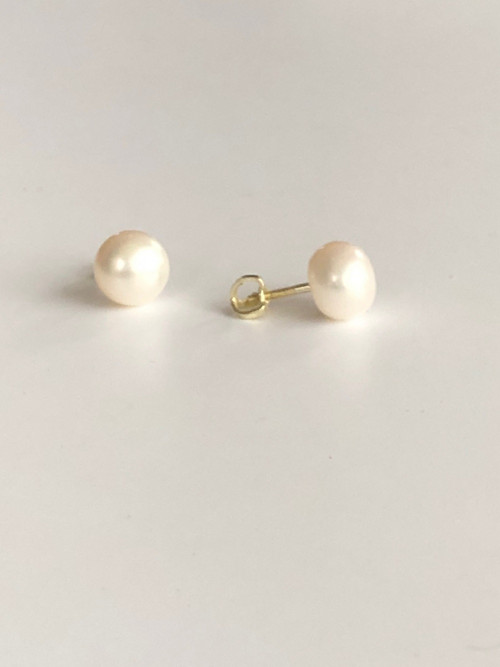 Zlaté perlové náušnice,šroubek,pravé perly 6mm,7mm