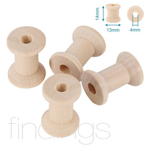 Dřevěné mini špůlky (13mm) / 4 kusy