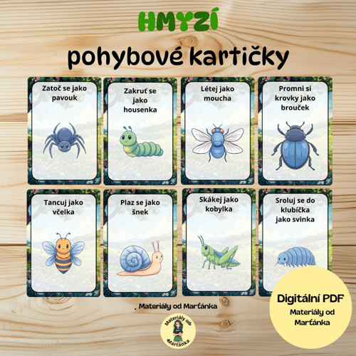 Hmyzí pohybové kartičky (PDF k tisku)