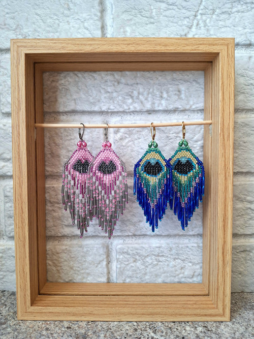 Peacock Feather Beaded Earrings