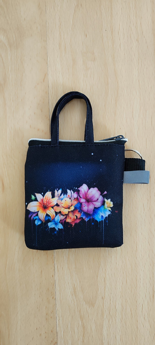 Klíčenka mini taška - drobné květy.