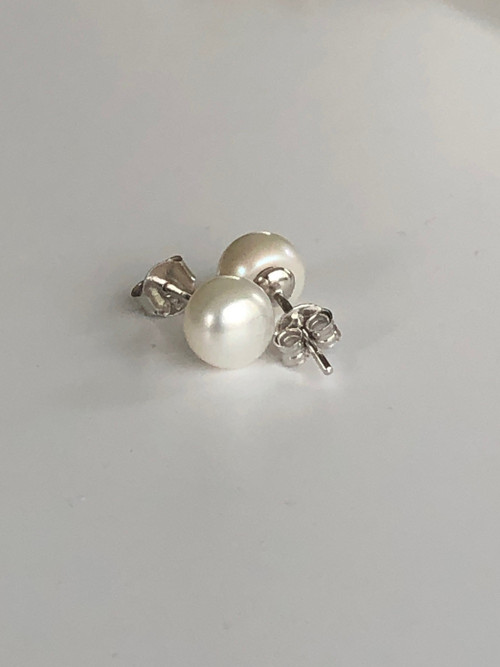 Náušnice perly stříbro + Rhodium,6mm,7mm,7.5mm,8mm