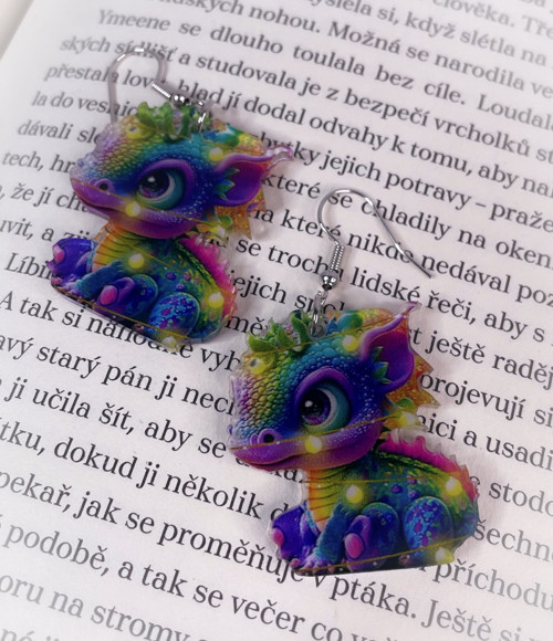 Náušnice Draci rainbow VÝPRODEJ