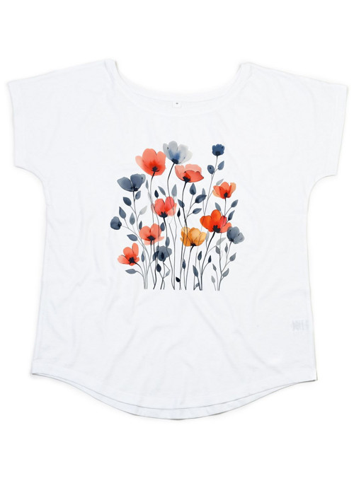 Bio dámské tričko "Red and Blue Poppies"