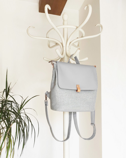 Vanessa backpack šedá s tkanou látkou — foto 1