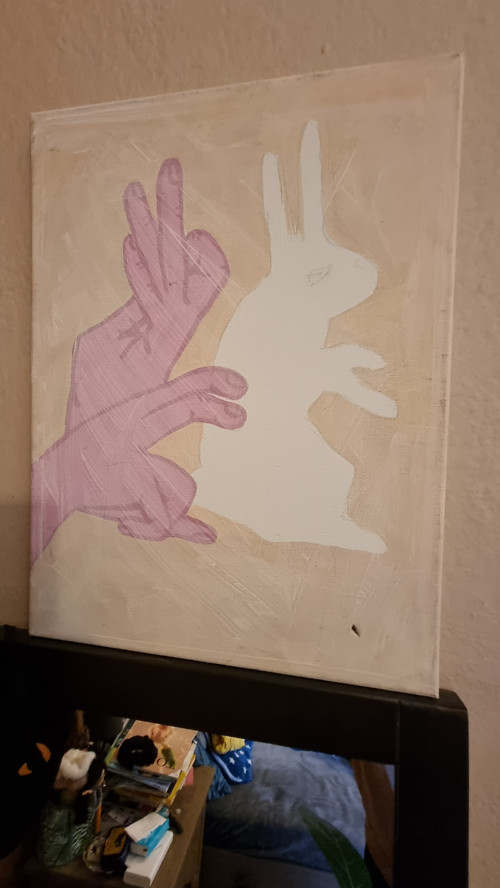 Prstohra. Zajda. Malba na plátně. Art obraz.
