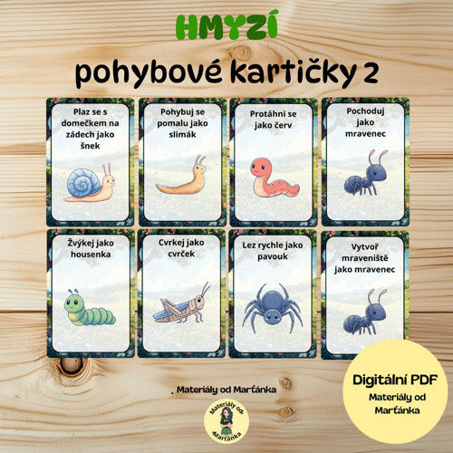 Hmyzí pohybové kartičky vol 2 (PDF k tisku)