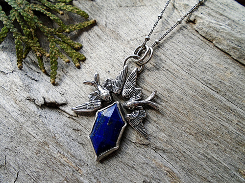 Strieborný prívesok Ag925 Lastovičky Lapis Lazuli