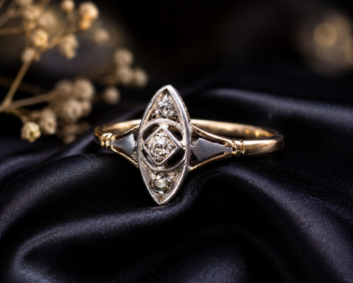 Art deco prsten s diamantovými routy- osvědčení