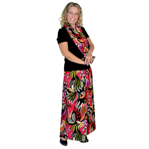 Řasená maxi sukně FEMI / exotika, vel. M - XXL