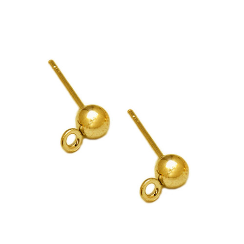 Puzetka s kuličkou 4mm zlato žluté, 2/20ks