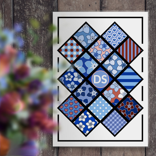 Linkovaná podložka Floral checks - poměnky A4