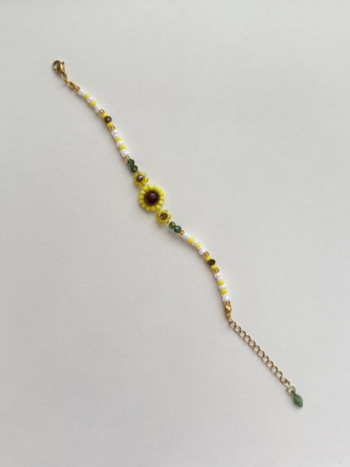 Yellow Sunflower Beaded Bracelet