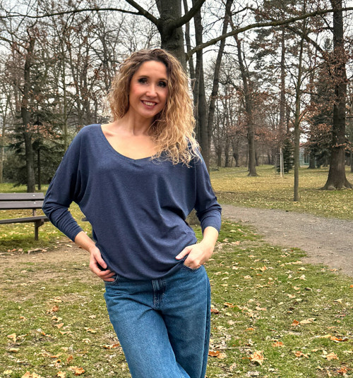 Netopýří tunika modrá melange — foto 1