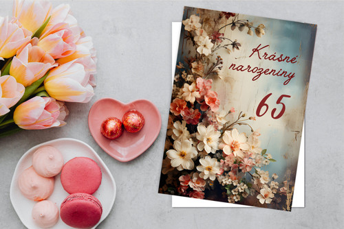 Krásné narozeniny - 65 - přání s obálkou