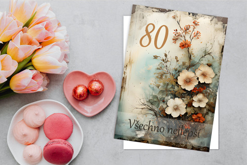 Všechno nejlepší 80 - Přání s obálkou