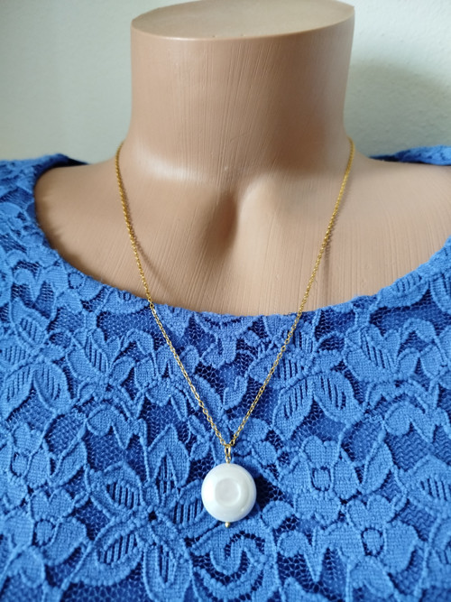 Minerální náhrdelník, perly, 48+5cm ,hypoalergeni