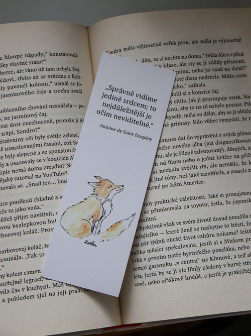 Záložka do knihy Liška s citátem od Exupéryho