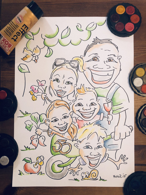 Karikatura rodiny, na zakázku