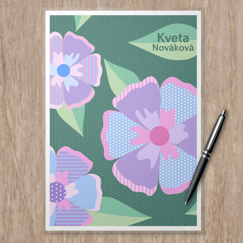 Linkovaná podložka Floral+listy - velkokytky A4