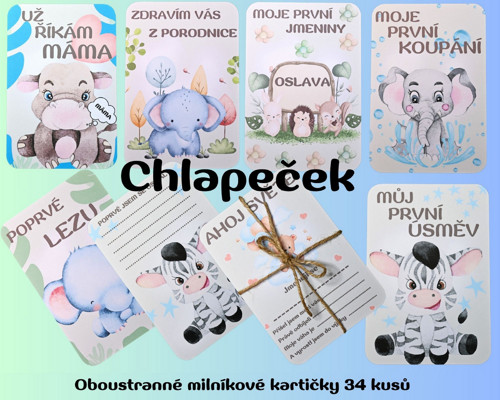 Milníkové kartičky/CHLAPEČEK /34 KUSŮ