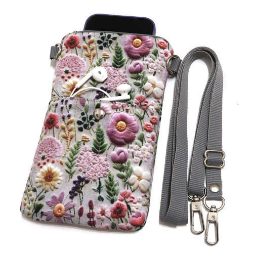 VYŠÍVANÉ LUČNÍ KVĚTY - taštička crossbody na mobil