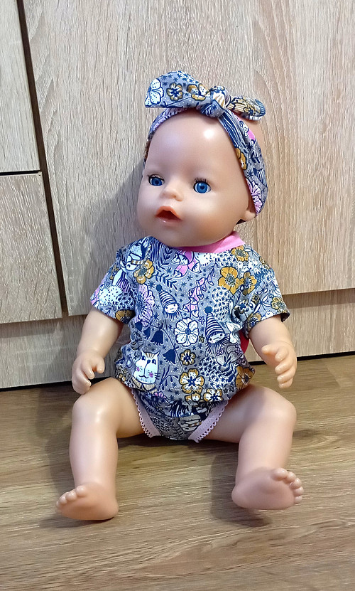 Tričko, kalhotky a čelenka pro baby born 43 cm