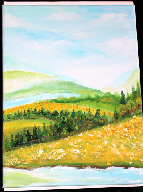 Horská krajina - obraz - plátno 30x40cm - akryl