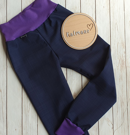 Jarní/podzimní softshell kalhoty tm. modrá/fialová