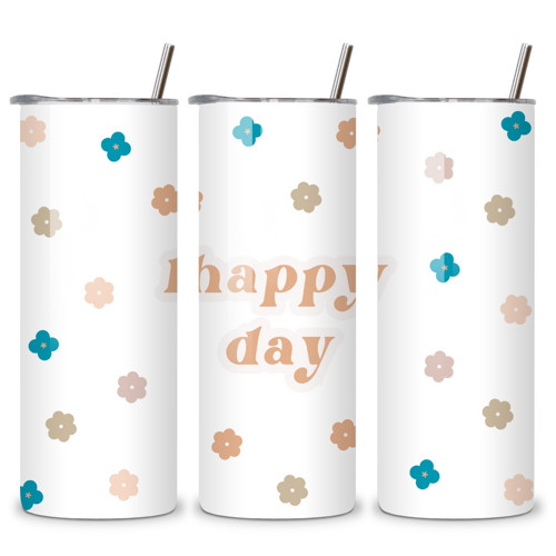 Termo kelímek, pohár - Happy day, kytičky