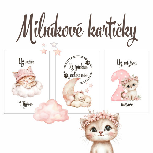 Milníkové kartičky - kočičky