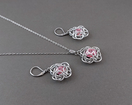 Souprava Swarovski rivolky růžové