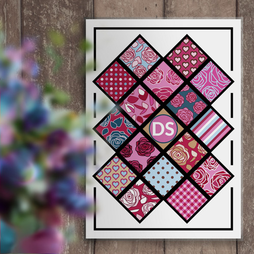 Linkovaná podložka Floral checks 2 - růže A4